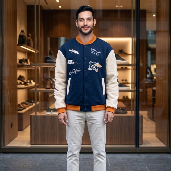 SHEIN Other - SHEIN Navy and Cream Varsity Jacket